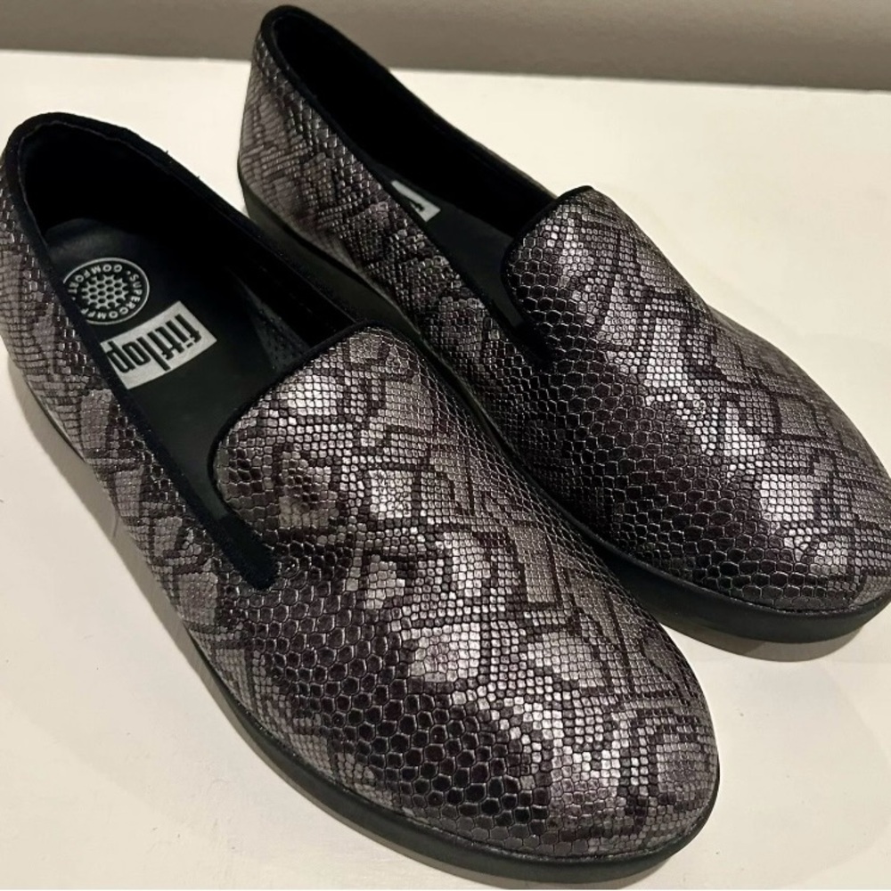 Fitflop Gray Audrey Python Print Comfort Loafers … - image 4